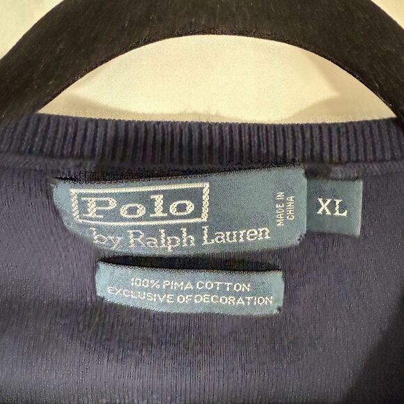 Polo Ralph Lauren Vest Men's XL Solid Blue Vneck 100% Pima Cotton Sleeveless - Picture 2 of 9